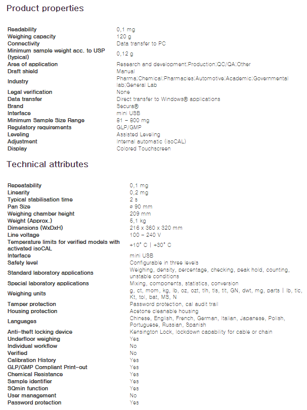 [SECURA124-1S]싸토리우스 SECURA Analytical Balance 사토리우스 / 분석용전자저울/실험실저울/연구실저울/ (0.1mg/120g)